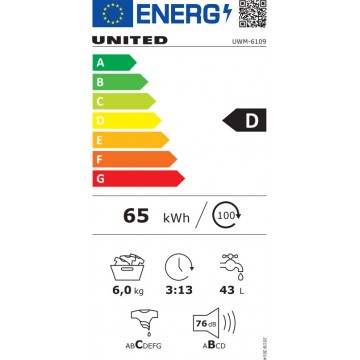 United UWM-6109 Πλυντήριο Ρούχων 6kg 1000 Στροφών United UWM-6109 Πλυντήριο Ρούχων 6kg 1000 Στροφών